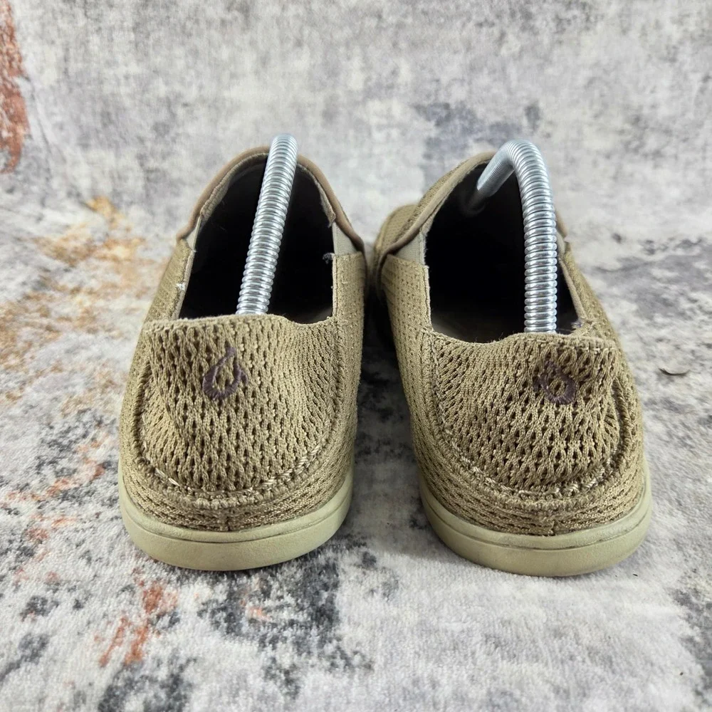 OluKai Shoes Nohea Mesh Men 9.5 Brown Slip On Drop Heel Loafer Casual Resortwear